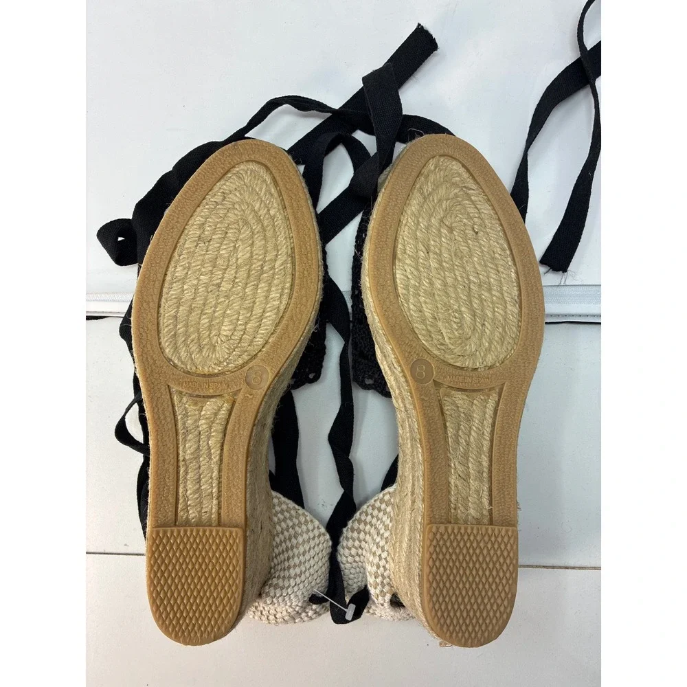 Dalson Braided Ankle Lace Up Espadrille Wedge Womens 8 300_TJX Black Crochet